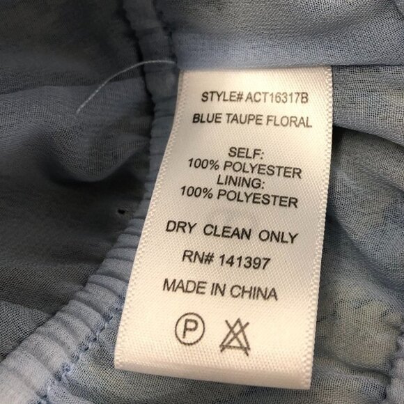 ASTR The Label  Elva Floral Long Ruffle Sleeve Square Neck Blue Taupe blouse LG - Picture 9 of 16